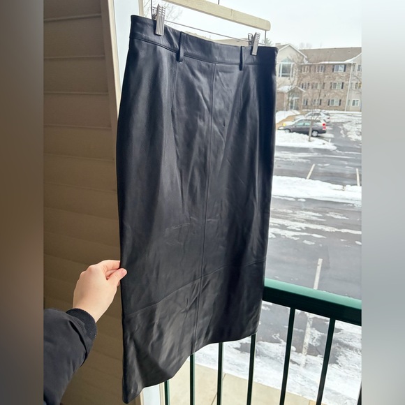 🆕Antonio Melani Genuine Leather Midi Pencil Skirt Black Size 10,12 LuxuryClassic - Picture 6 of 17